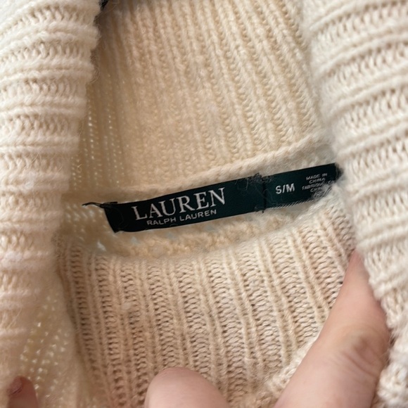 Lauren Ralph Lauren Cream Cowl Neck Sweater with Intricate Openwork - Picture 7 of 7